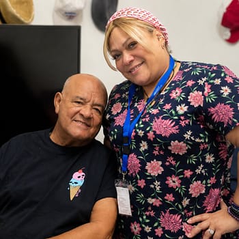 veteran receiving personal home care from her caregiver