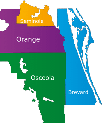 Orange, Osceola, Brevard, and Seminole Counties.